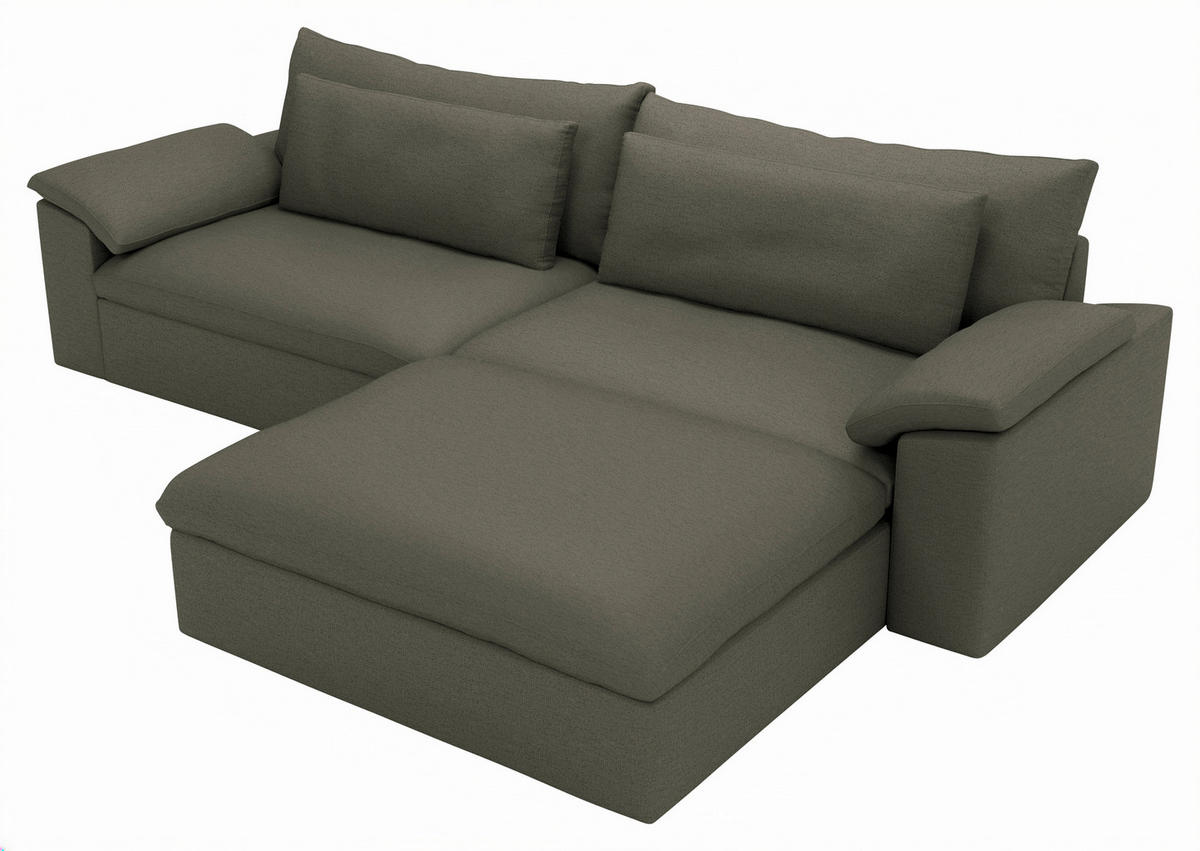 ECKSOFA Flachgewebe Grau  - Schwarz/Grau, Modern, Kunststoff/Textil (306/198cm) - Carryhome