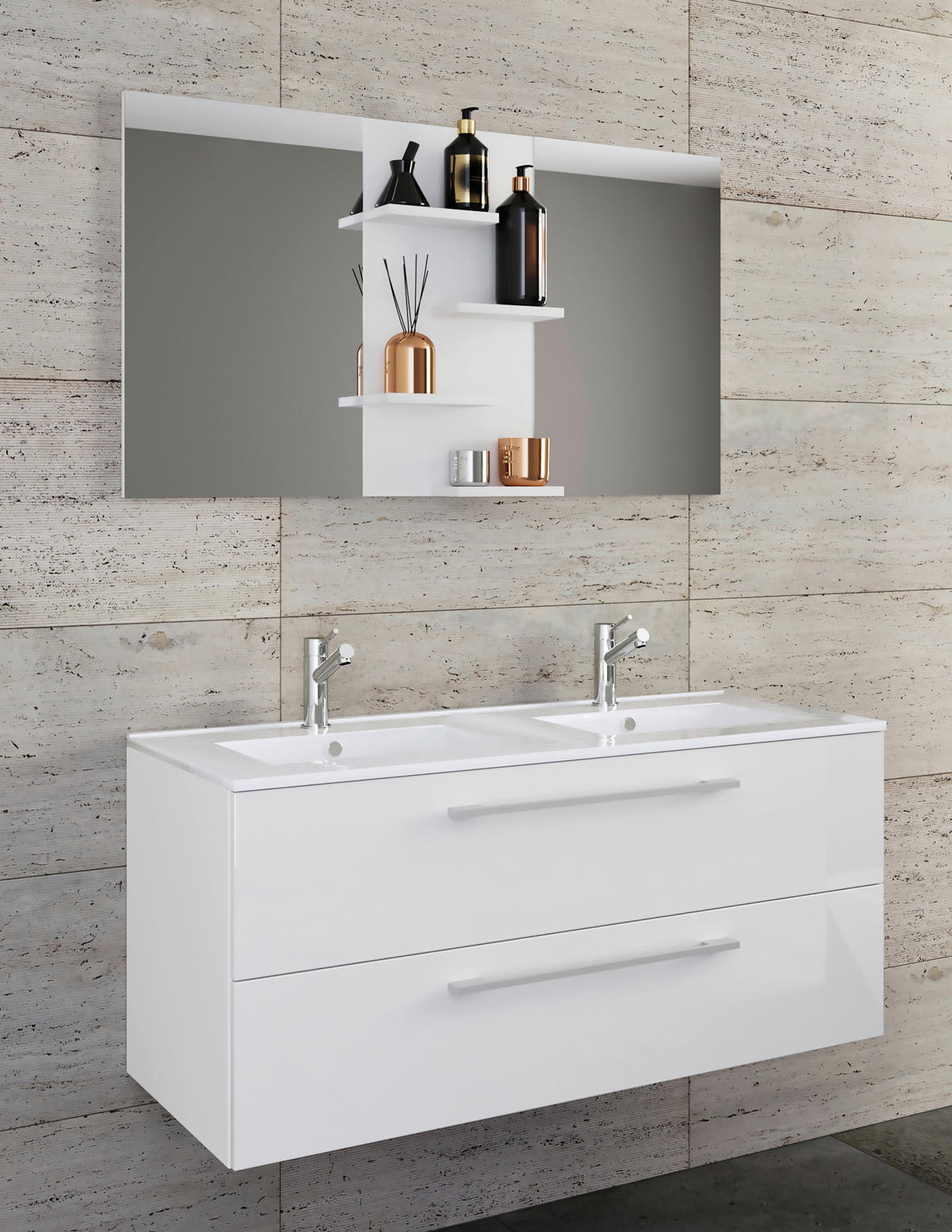 BADEZIMMER  in 112 cm  - Weiß, MODERN, Keramik/Holzwerkstoff (112cm) - MID.YOU