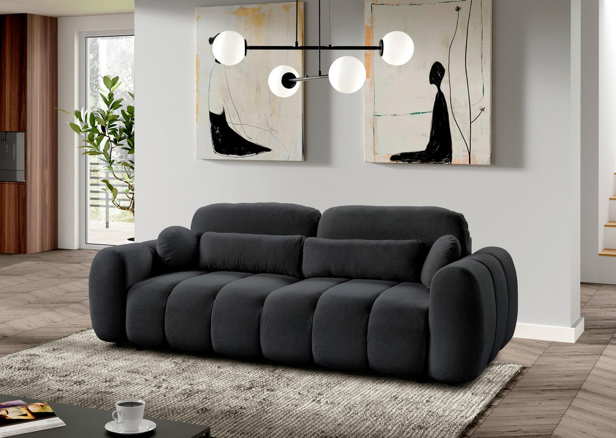 SCHLAFSOFA  mit Webstoff Graugrün  - Schwarz/Graugrün, KONVENTIONELL, Kunststoff/Textil (262/93/117cm) - Carryhome