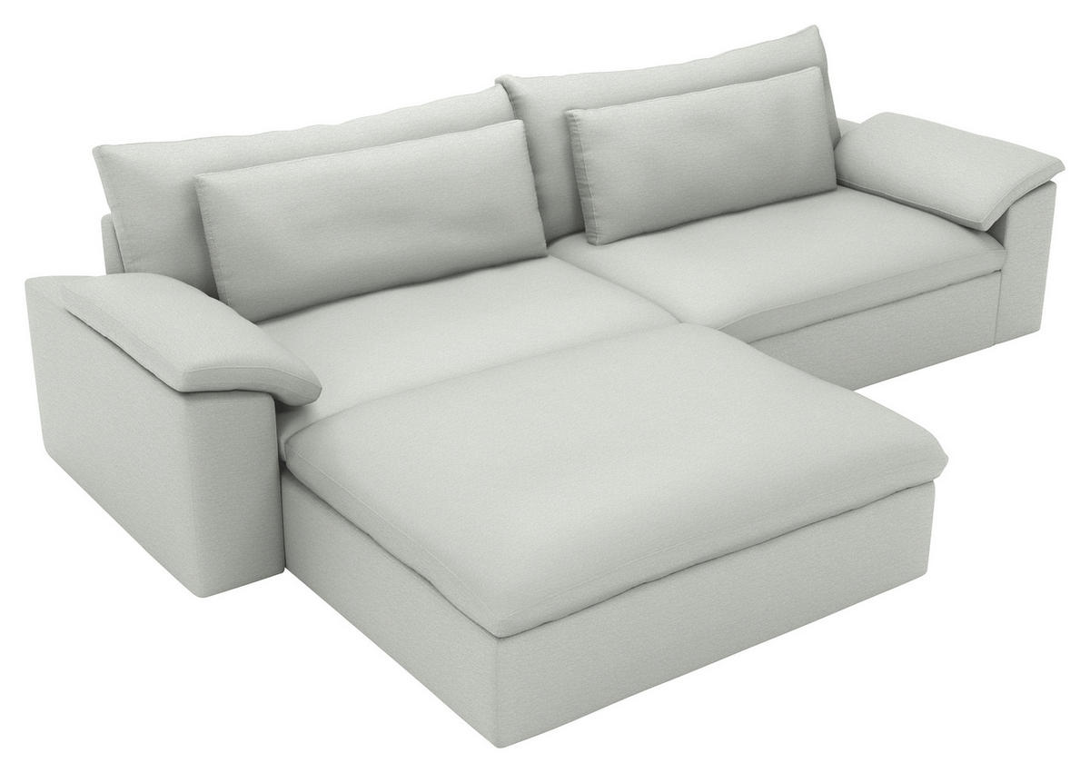 ECKSOFA  Webstoff Silberfarben  - Silberfarben/Schwarz, Modern, Kunststoff/Textil (198/306cm) - Carryhome