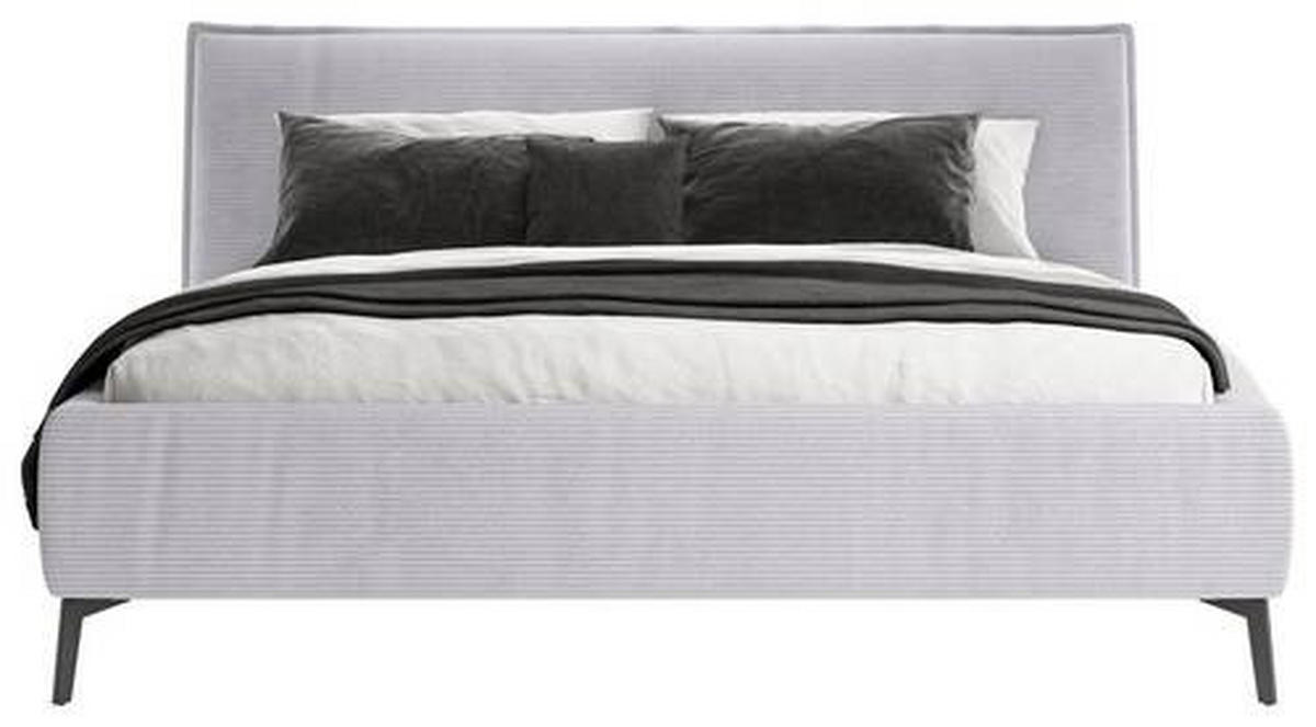 POLSTERBETT gepolstertes Kopfteil 160/200 cm  in Grau  - Schwarz/Grau, Design, Textil/Metall (160/200cm) - Lomoco