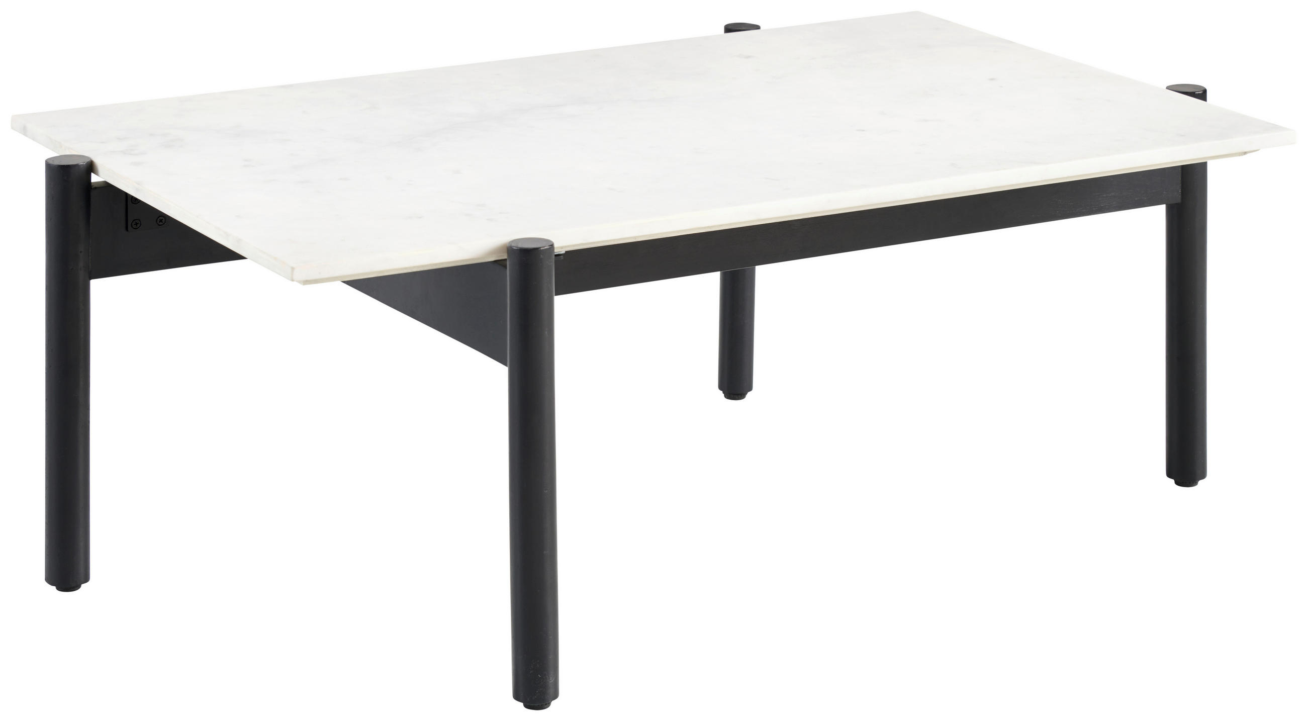 COUCHTISCH Akazie vollmassiv rechteckig Schwarz, Weiß  - Schwarz/Weiß, Design, Holz/Stein (100/40/65cm) - Livetastic