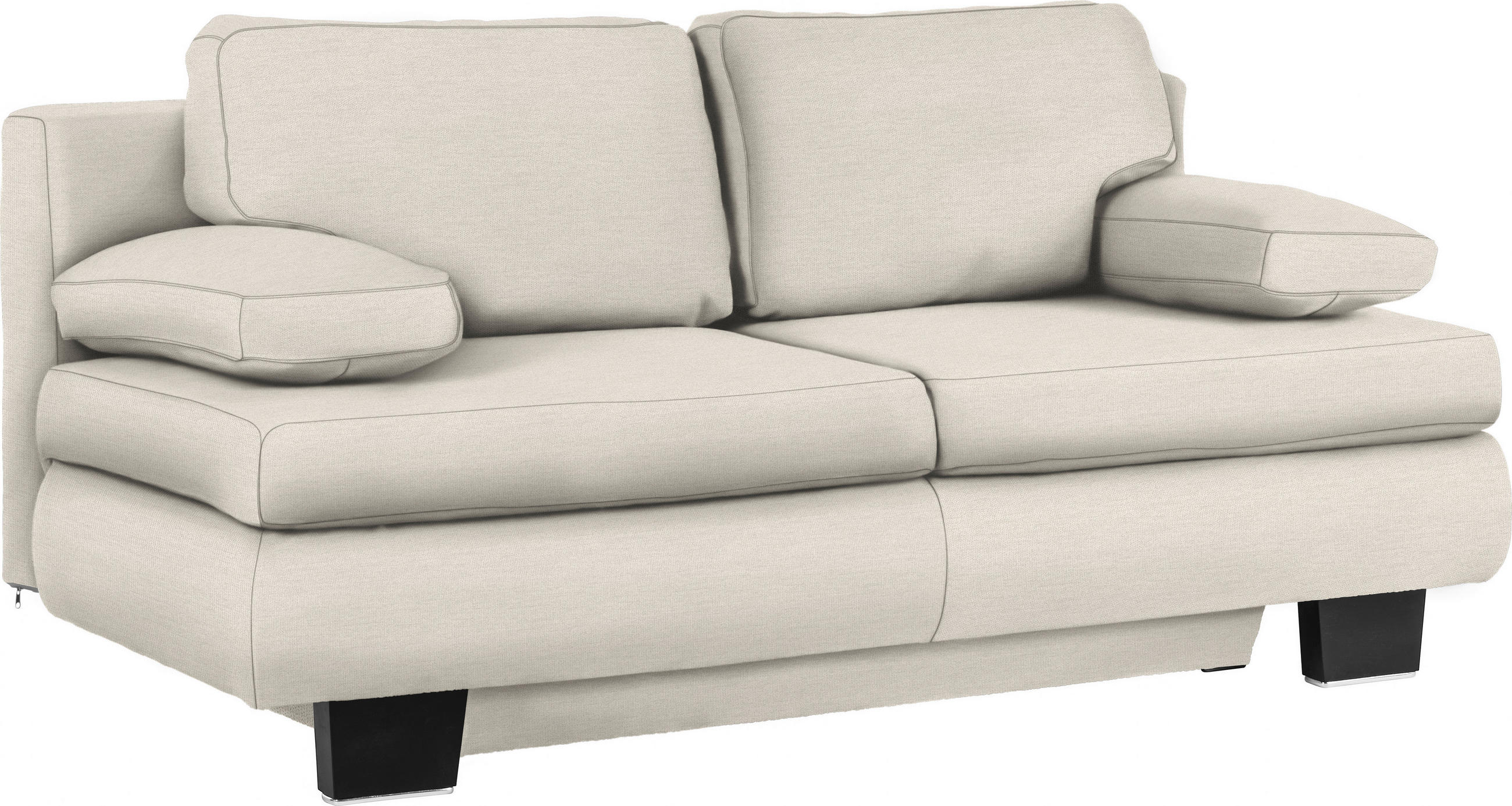 SCHLAFSOFA Macy  mit Fußauswahl, Stoffauswahl, Schlafen auf Sitzhöhe, Rücken echt Flachgewebe Creme  - Wengefarben/Creme, KONVENTIONELL, Holz/Textil (203/94/100cm) - Novel