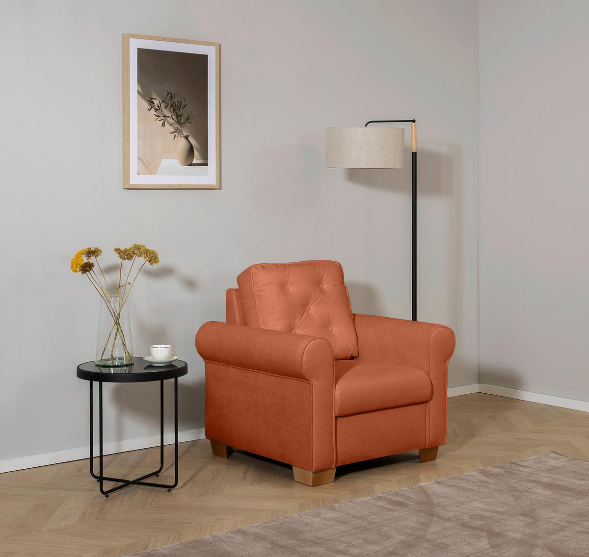 SESSEL in Rostfarben  - Rostfarben/Buchefarben, Design, Holz/Textil (93/89/82cm) - MID.YOU