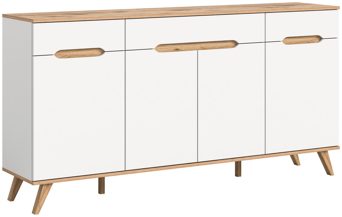 ŠIROKÁ KOMODA, biela, farba duba, 185/95/40 cm - biela/farba duba, Design, kompozitné drevo (185/95/40cm) - MID.YOU