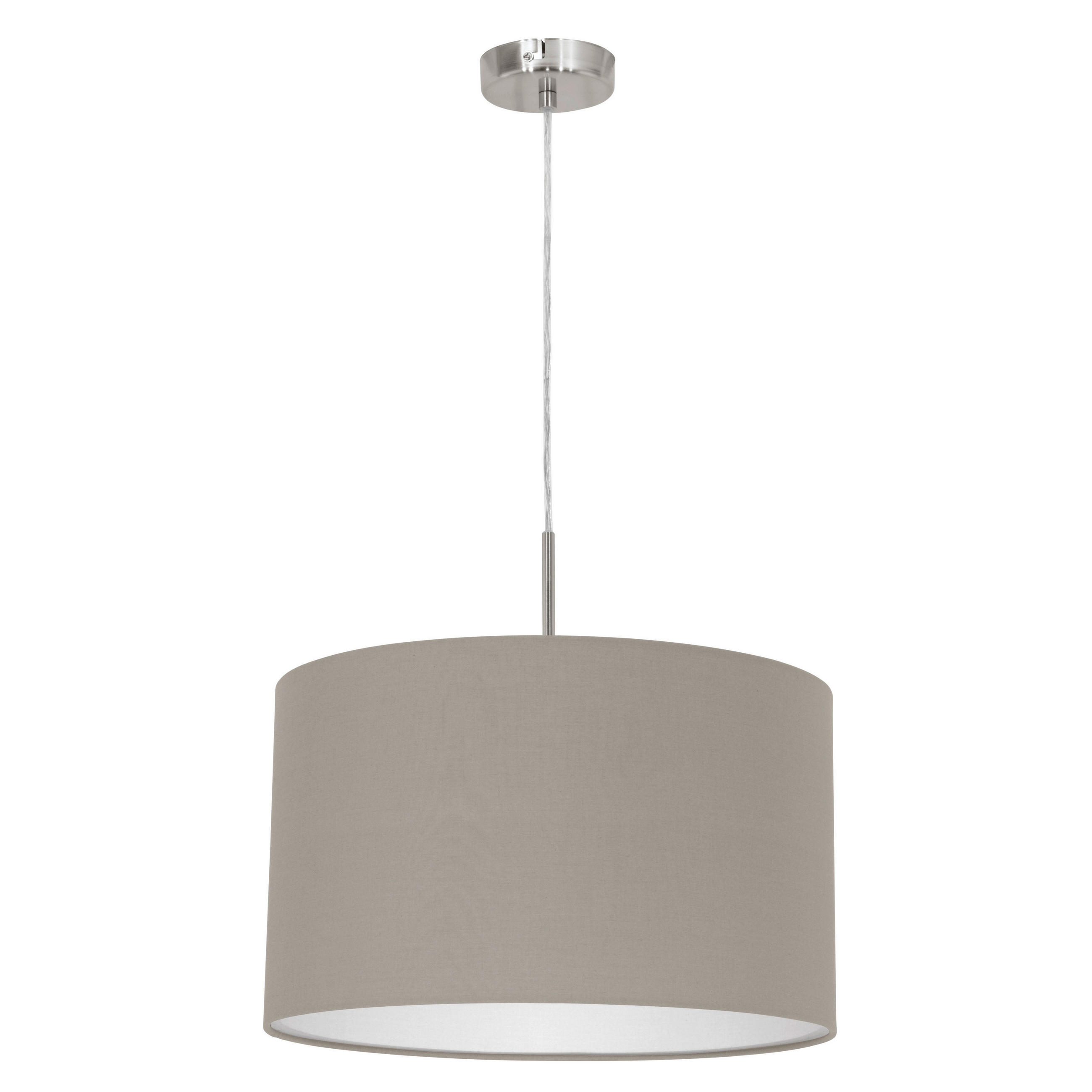 HÄNGLAMPA PASTERI 38/110 cm  - nickelfärgad/taupe, Klassisk, metall/textil (38/110cm) - Eglo