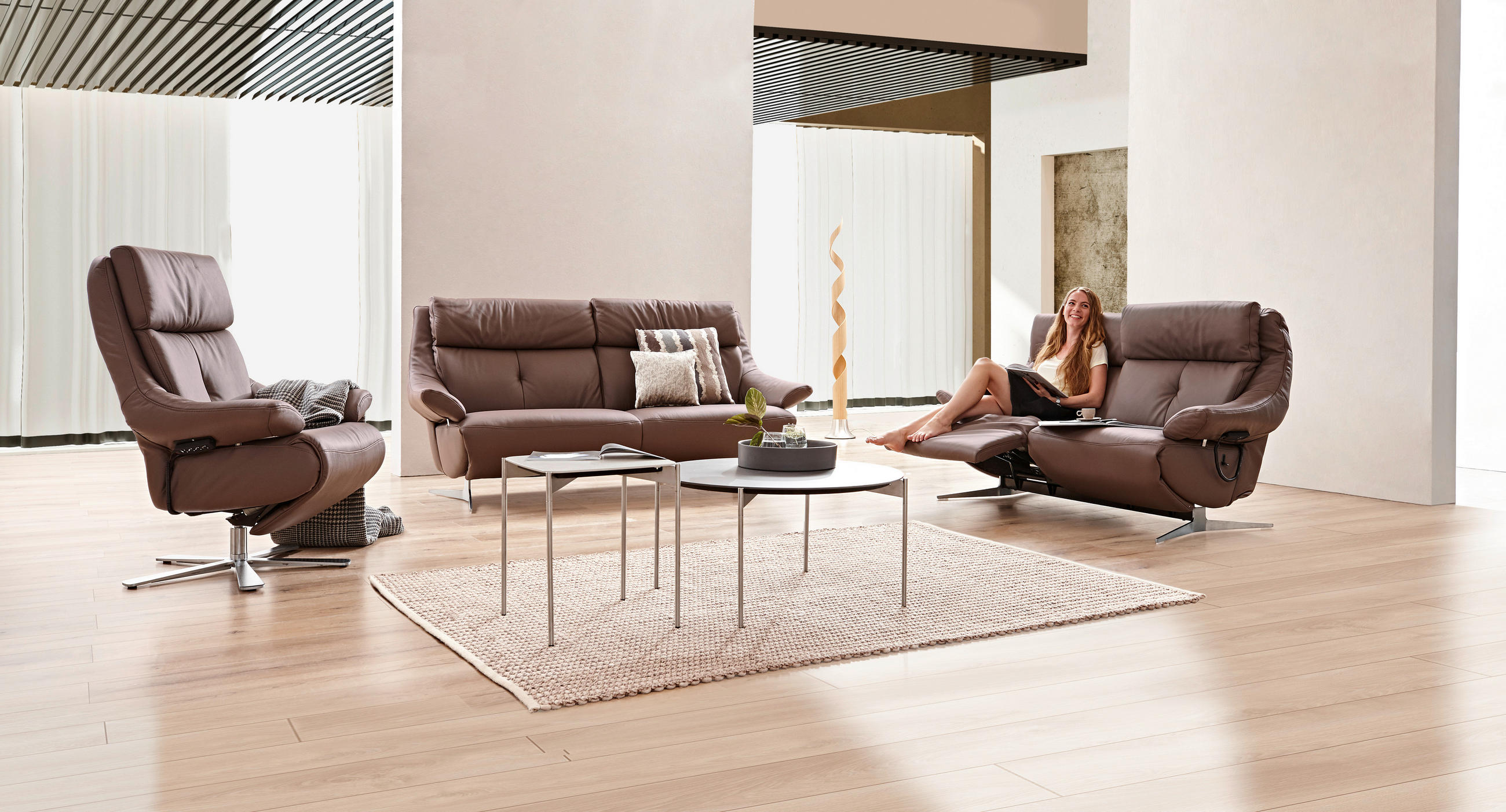 COUCHTISCH 83/83/42 cm rund Edelstahlfarben, Dunkelgrau  - Edelstahlfarben/Dunkelgrau, Design, Keramik/Metall (83/83/42cm) - Venjakob
