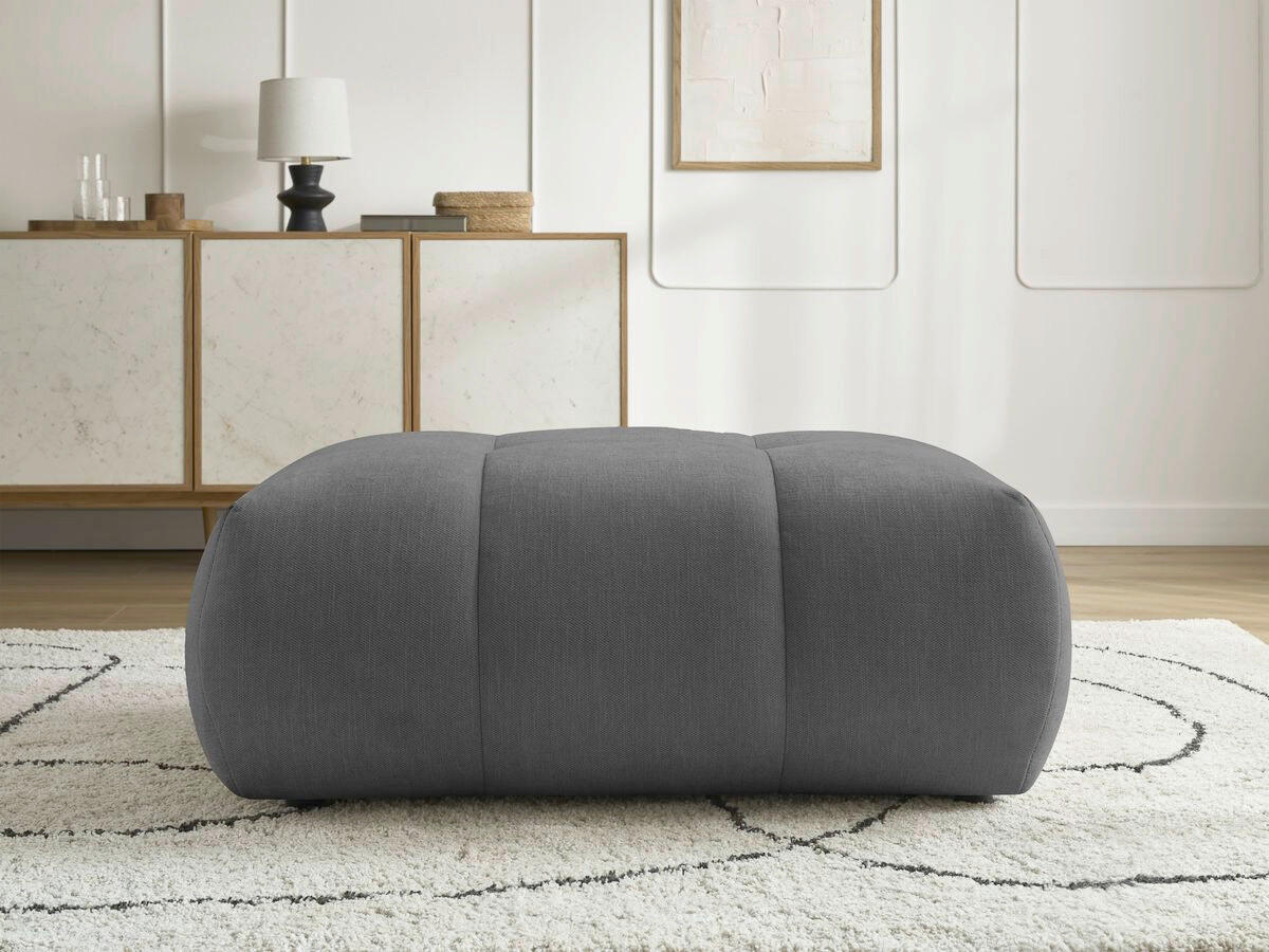 HOCKER FUJI  Leinenoptik Dunkelgrau  - Dunkelgrau/Schwarz, MODERN, Kunststoff/Textil (112/44/80cm)