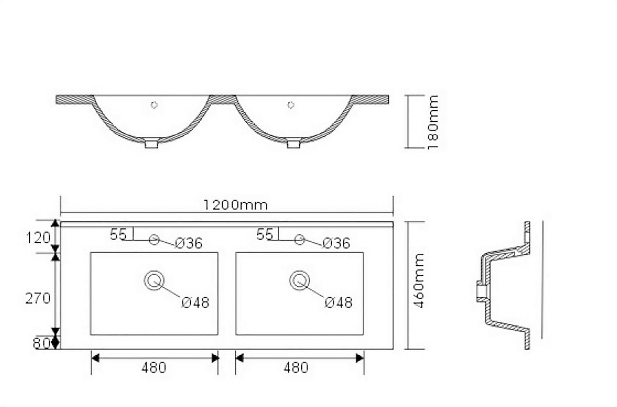 WASCHTISCHKOMBI 120 cm  - Graphitfarben/Weiß, Basics, Keramik/Holzwerkstoff (120cm) - MID.YOU