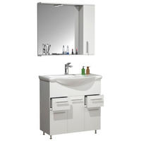 Baie 3 piese, 75 cm - argintiu/alb, Modern, ceramică/plastic (75cm) - MID.YOU