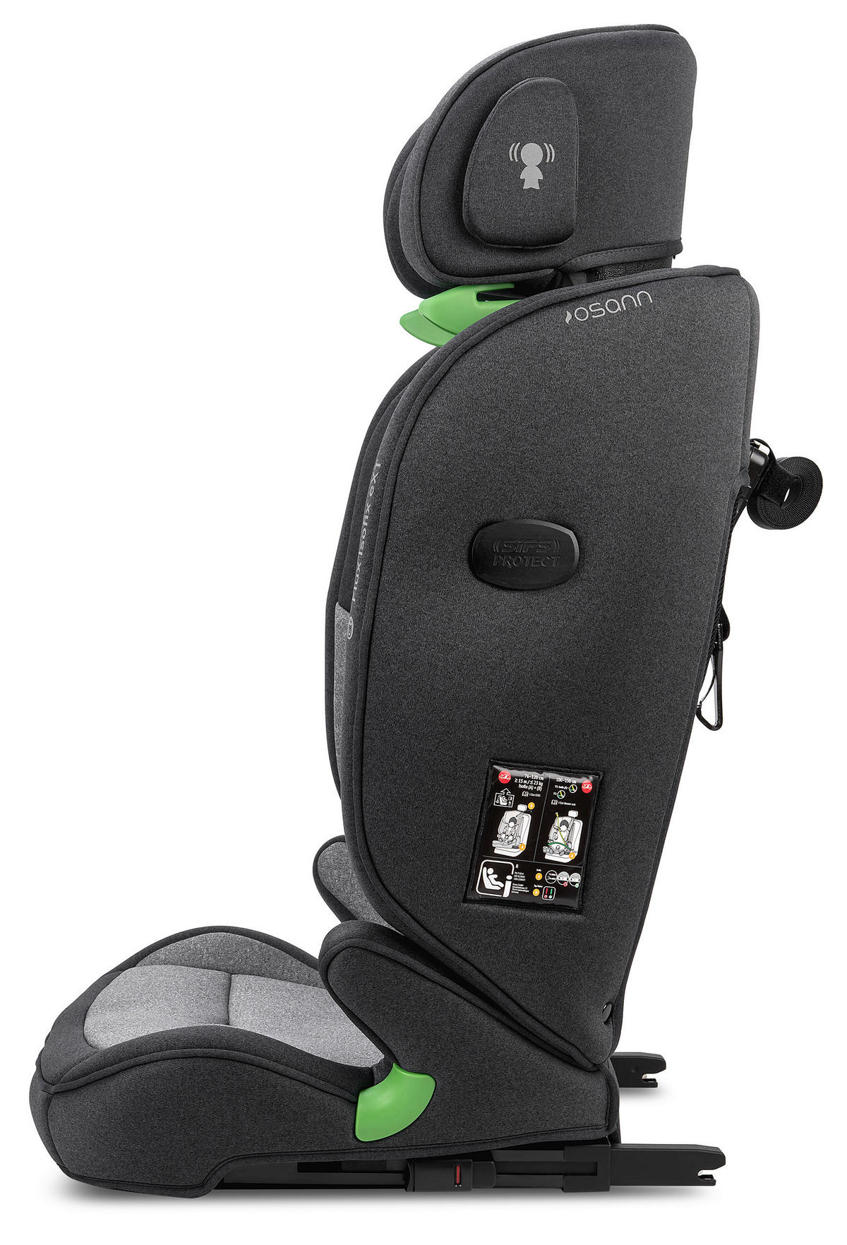KINDERAUTOSITZ Flux Isofix eXT  - Schwarz/Grau, Basics, Kunststoff/Textil (44/61.5/47cm) - Osann