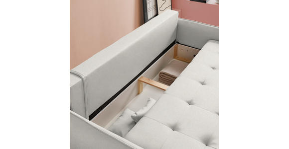 SCHLAFSOFA  in Chenille Creme  - Buchefarben/Creme, Design, Holz/Textil (217/97/101cm) - Carryhome