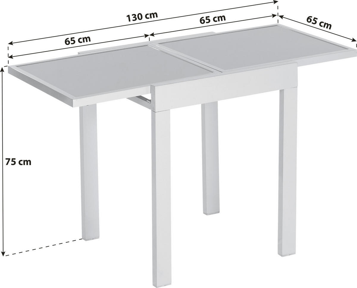 GARTENTISCH 65/65/75 cm Metall, Glas quadratisch  - Silberfarben, KONVENTIONELL, Glas/Metall (65/65/75cm) - Gardenson