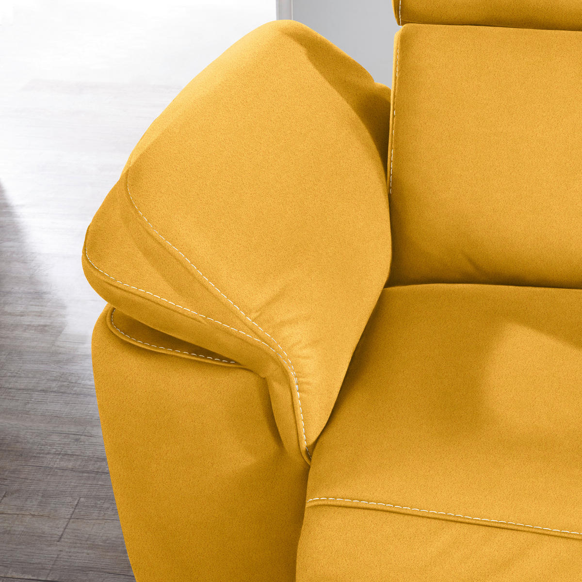 ECKSOFA in Flachgewebe, Mikrofaser Gelb  271/239 cm  - Gelb/Beige, Design, Textil/Metall (271/239cm) - Cantus