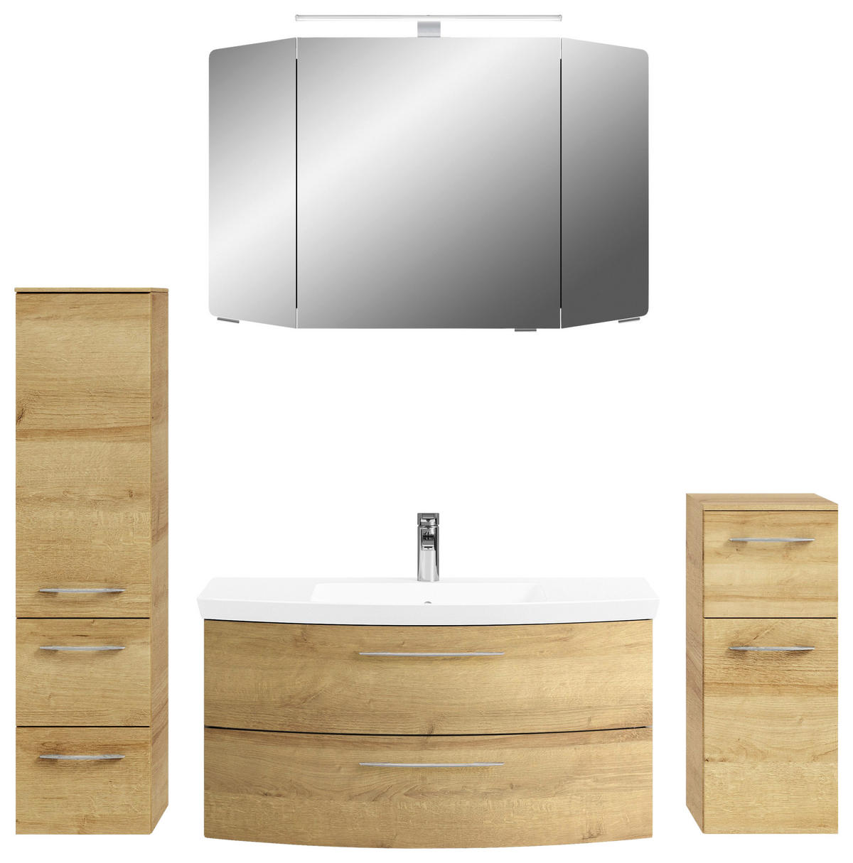 BADEZIMMER 5-teilig  in 161 cm  - Chromfarben/Eichefarben, KONVENTIONELL, Glas/Holzwerkstoff (161cm) - Pelipal