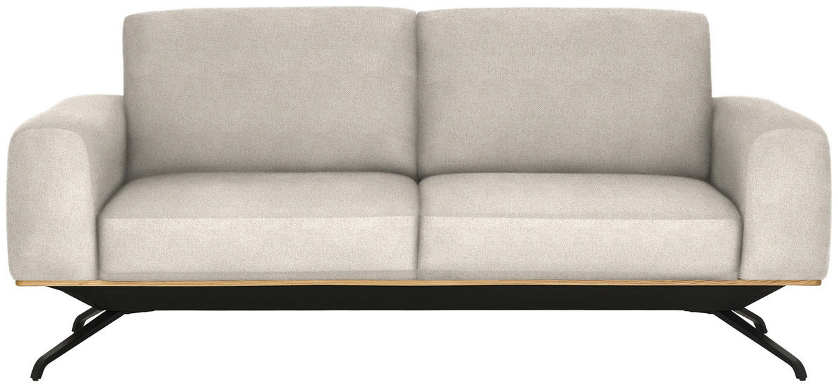 3-SITZER-SOFA Struktur Creme  - Creme/Schwarz, Design, Holz/Textil (196/85-104/95cm) - Novel