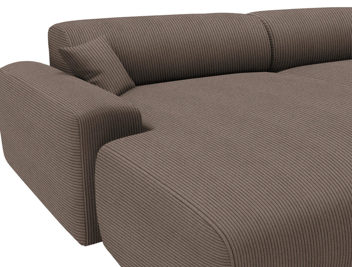 ECKSOFA in Velours, Feincord Braun  178/292 cm  - Schwarz/Braun, Design, Kunststoff/Textil (178/292cm) - home24