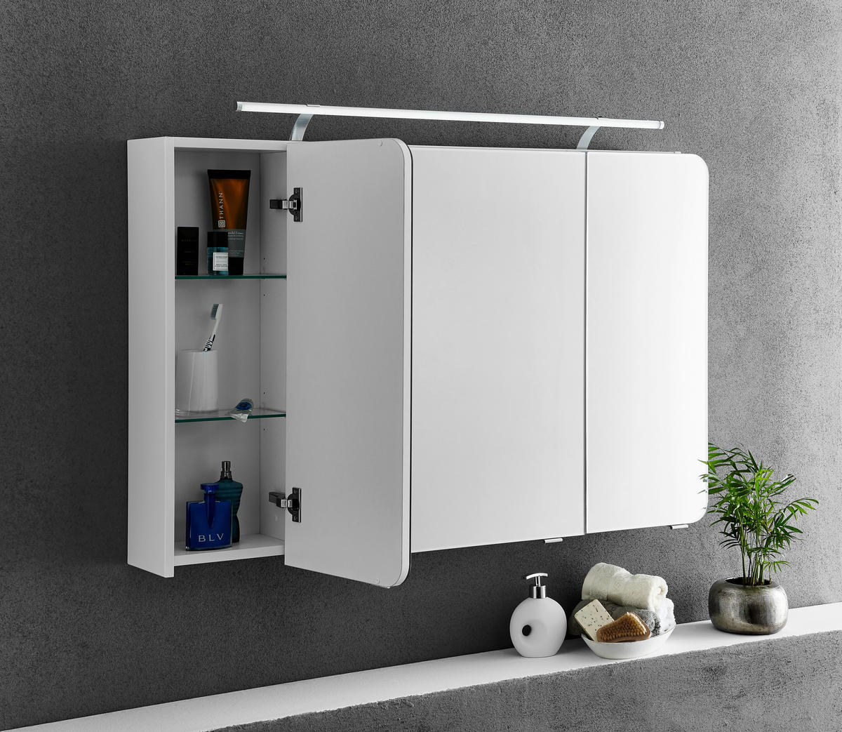 SPIEGELSCHRANK 120/72/17 cm  - Chromfarben/Weiß, Basics, Glas/Holzwerkstoff (120/72/17cm) - Sadena