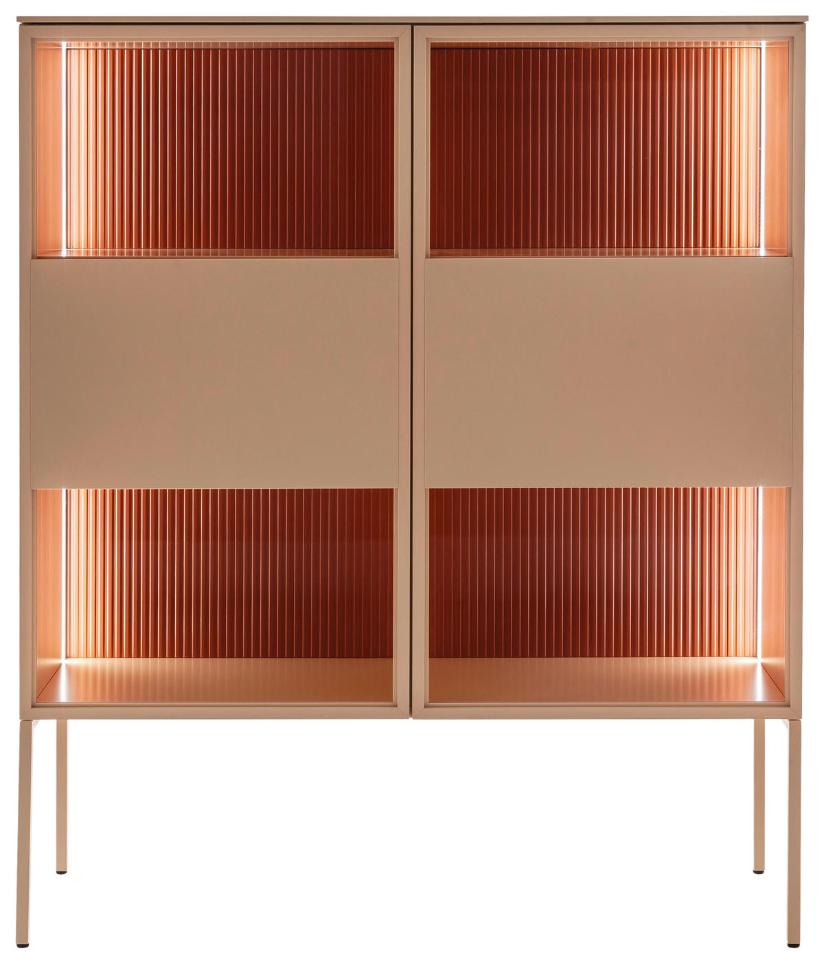 HIGHBOARD Beere, Beige  120/145/45 cm  - Beere/Beige, Design, Glas/Holz (120/145/45cm) - Schöner Wohnen
