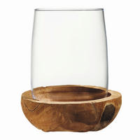 WINDLICHT - Klar/Teakfarben, LIFESTYLE, Glas/Holz (23,00/27,00/23,00cm) - Leonardo