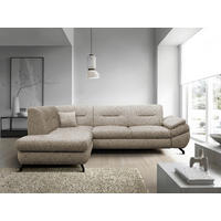 ECKSOFA in Struktur, Plüsch Hellbraun  - Hellbraun/Schwarz, Design, Textil/Metall (201/274cm) - MID.YOU