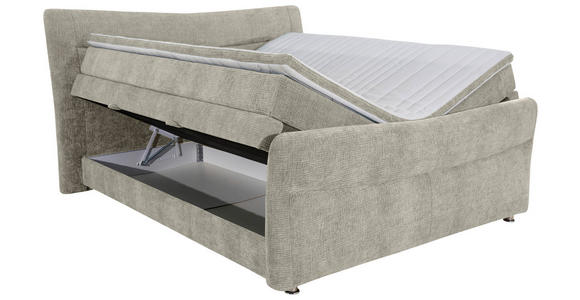 BOXSPRINGBETT 180/200 cm in Greige - Chromfarben/Greige, KONVENTIONELL, Textil/Metall (180/200cm) - Esposa