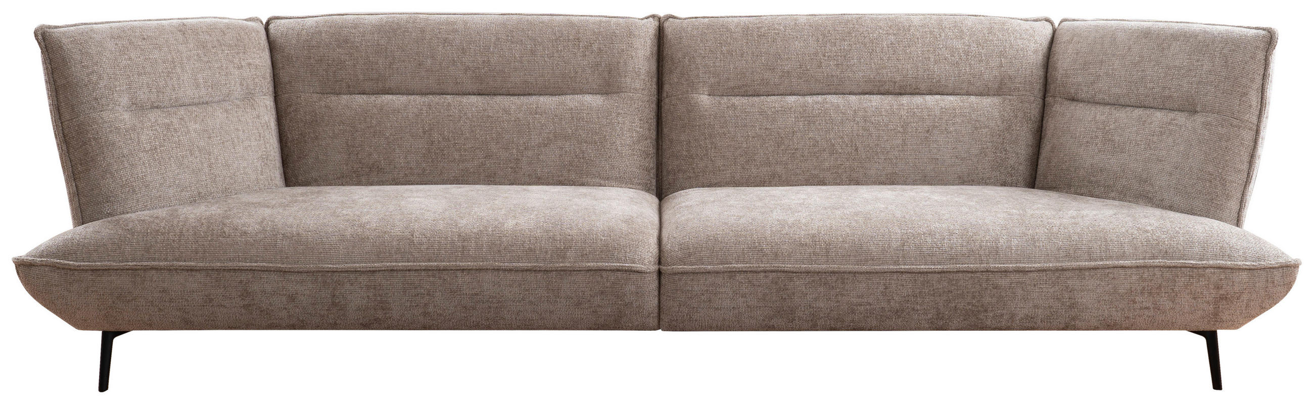 MEGASOFA in Flachgewebe Taupe  - Taupe/Schwarz, Design, Holzwerkstoff/Textil (339/92/99cm) - Moderano