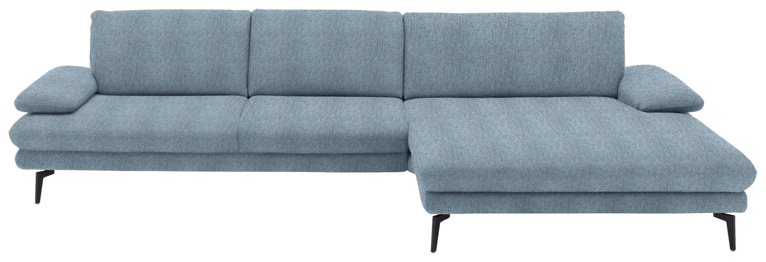 ECKSOFA in Chenille Blau 310/180 cm - Blau/Schwarz, Design, Textil/Metall (310/180cm) - Dieter Knoll
