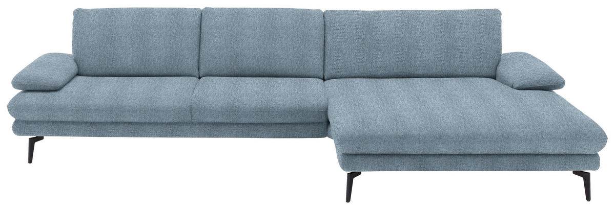 ECKSOFA in Chenille Blau  310/180 cm  - Blau/Schwarz, Design, Textil/Metall (310/180cm) - Dieter Knoll