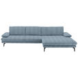 ECKSOFA  in Chenille Blau  310/180 cm  - Blau/Schwarz, Design, Textil/Metall (310/180cm) - Dieter Knoll