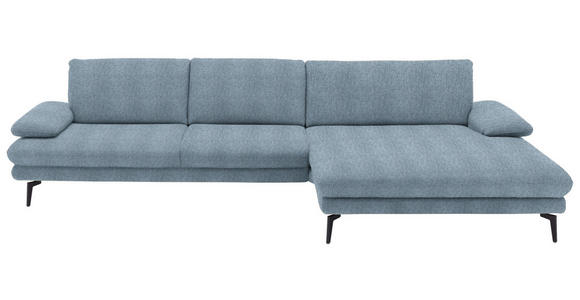 ECKSOFA  in Chenille Blau  310/180 cm  - Blau/Schwarz, Design, Textil/Metall (310/180cm) - Dieter Knoll