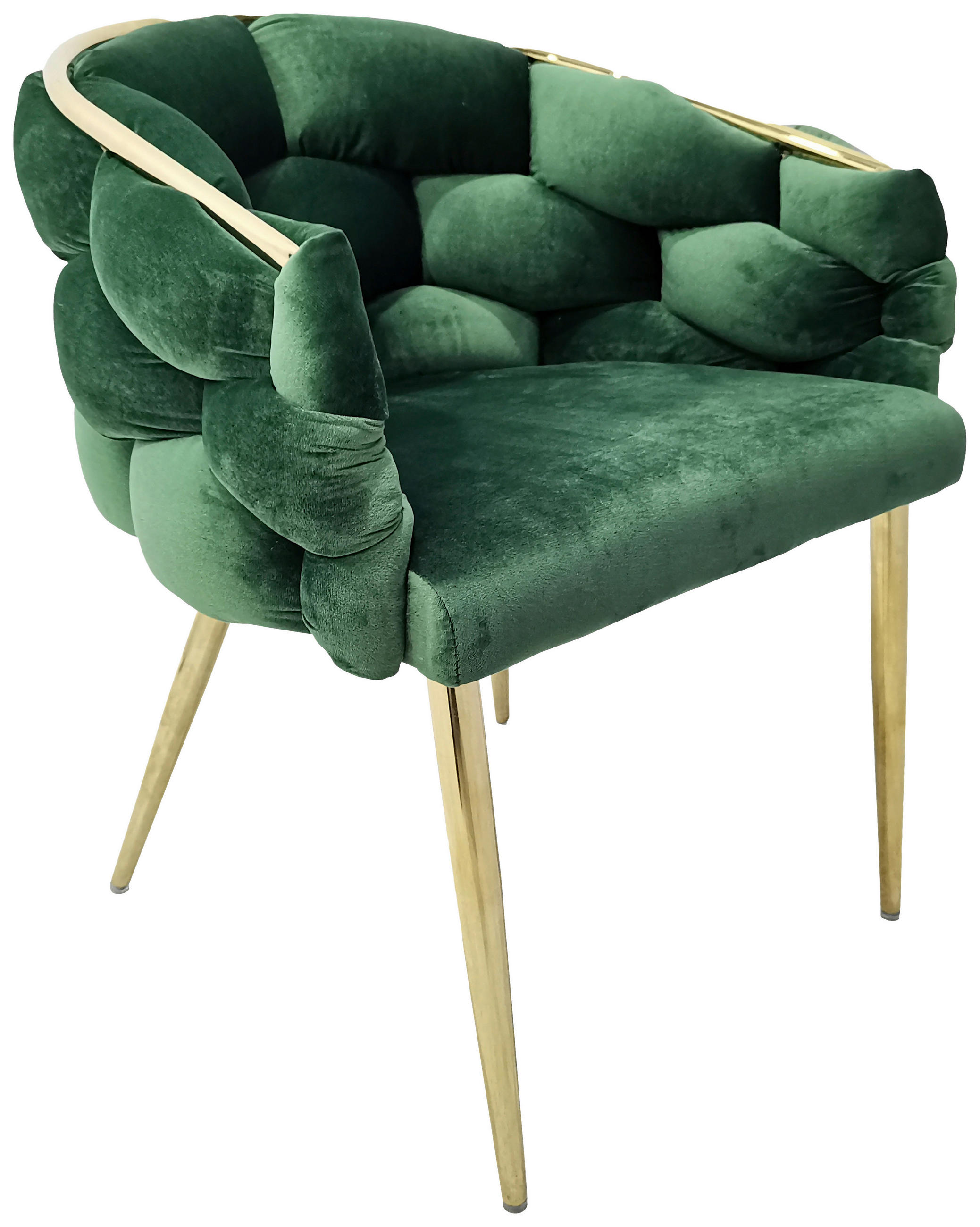 SADA STOLIČIEK S PODRÚČKAMI 2 kus - zlatá/zelená, Modern, kov/textil (65/79/61cm) - MID.YOU