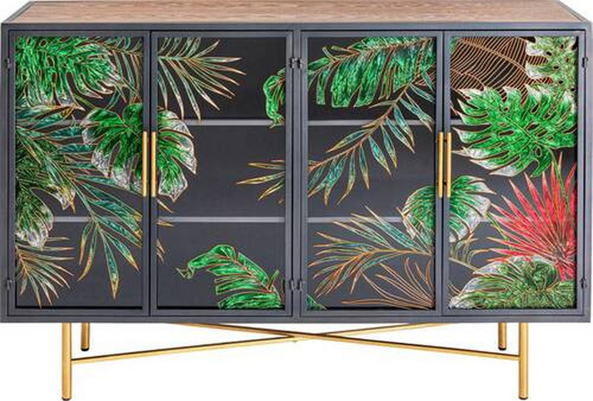 SIDEBOARD 135/95/38 cm  - Goldfarben/Multicolor, Design, Glas/Holz (135/95/38cm) - Ambia Home