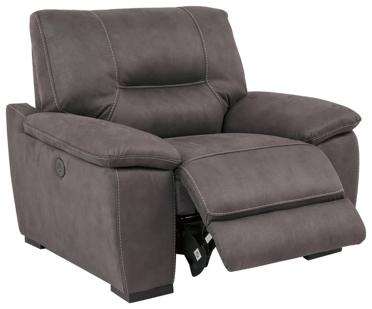 RECLINERFÅTÖLJ i vävt tyg grå  - svart/grå, Klassisk, trä/textil (114/97/100cm) - Cantus