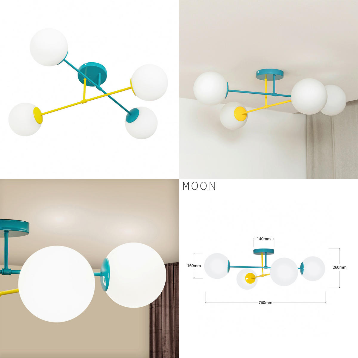 KINDERDECKENLEUCHTE  76/76/26 cm    - Multicolor, LIFESTYLE, Glas/Metall (76/76/26cm)
