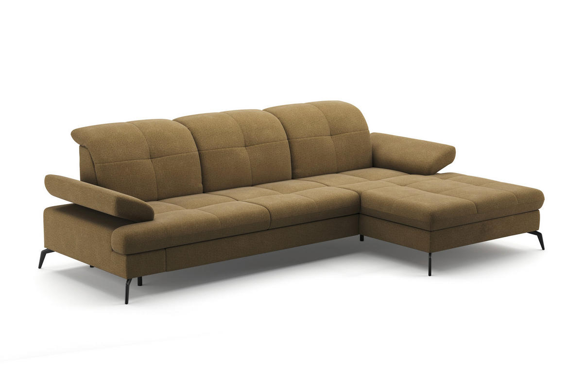 ECKSOFA in Flachgewebe Olivgrün  - Schwarz/Olivgrün, Konventionell, Textil/Metall (279/185cm) - Sit & More