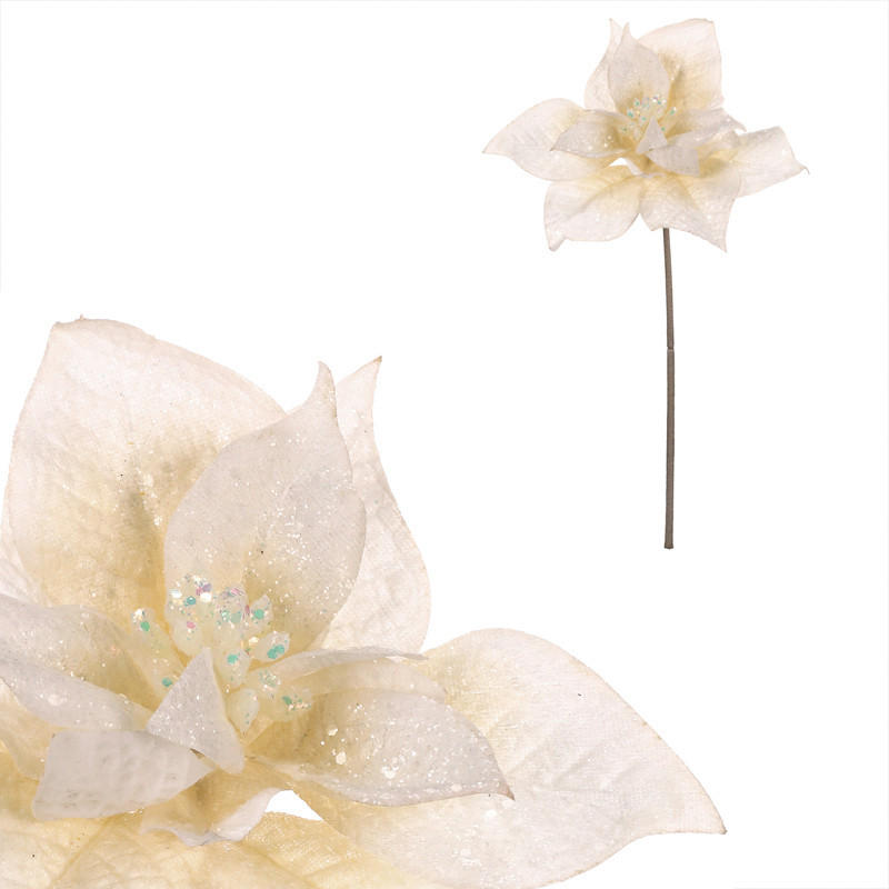 UMĚLÁ KVĚTINA 30 cm - bílá, Basics, textil/plast (30cm)