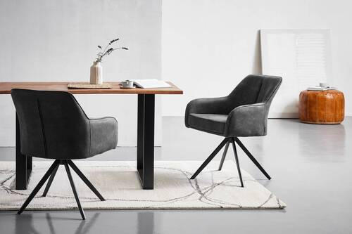 Thumbnail - Livetastic Armlehnstuhl, Schwarz, Holz, Metall, Textil, Pappel, Sperrholz, Drehkreuz, 62x83x62 cm, Sitzfläche 360° drehb...