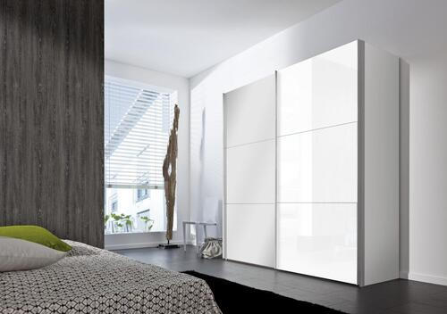 SCHWEBETÜRENSCHRANK 200/216/68 cm 2-türig - Alufarben/Weiß, KONVENTIONELL, Glas/Holzwerkstoff (200/216/68cm) - Hom`in