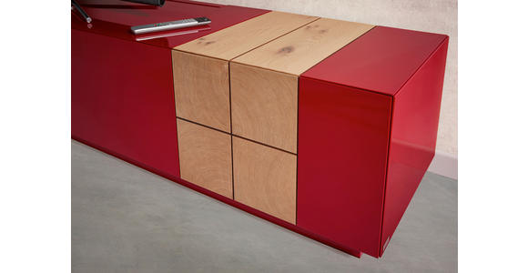 LOWBOARD QUADRA  in 210/46/52 cm  - Eichefarben/Dunkelrot, Design, Holz/Holzwerkstoff (210/46/52cm) - Ambiente
