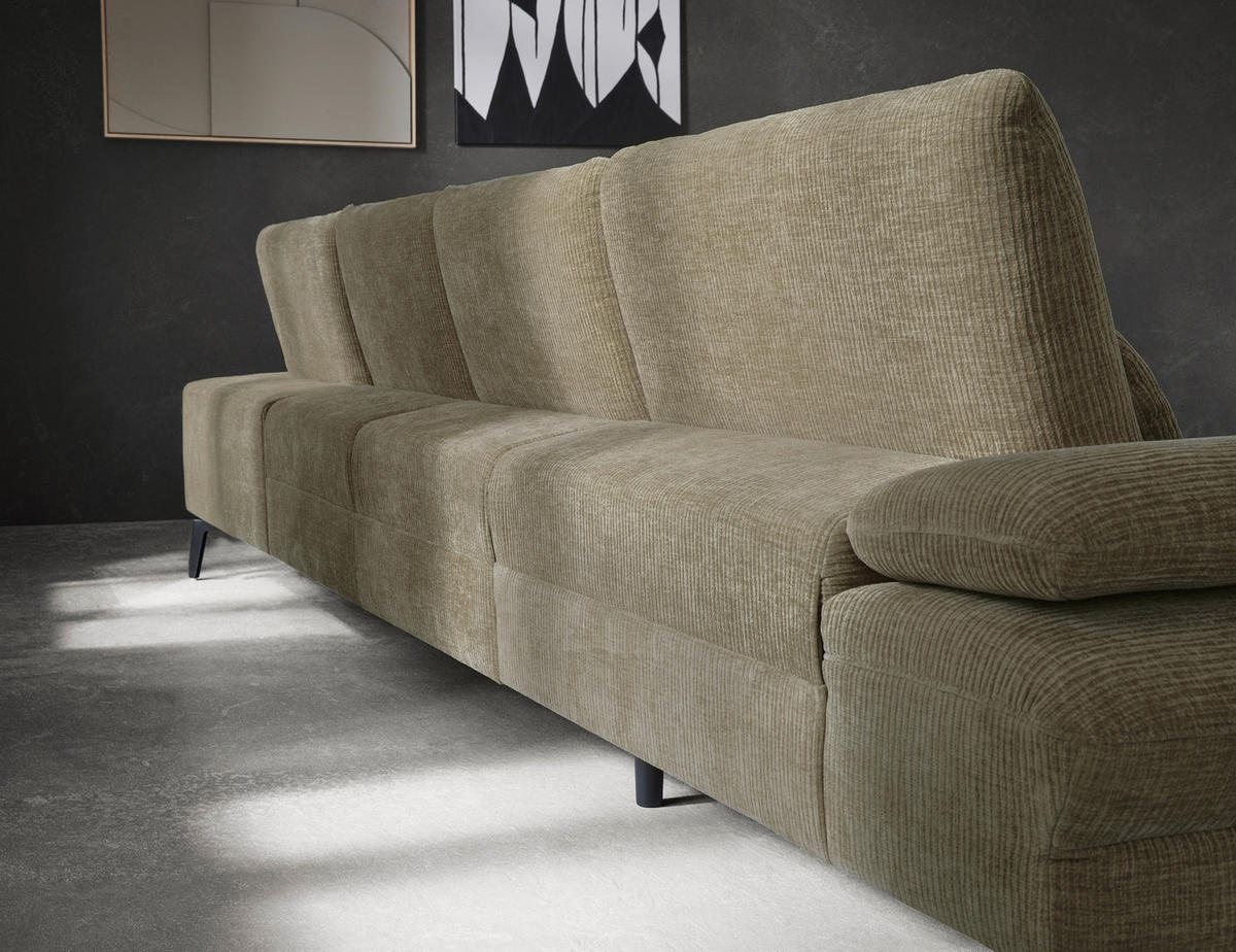 WOHNLANDSCHAFT in Webstoff Hellbraun  - Hellbraun/Schwarz, Design, Textil/Metall (157/354/208cm) - Dieter Knoll
