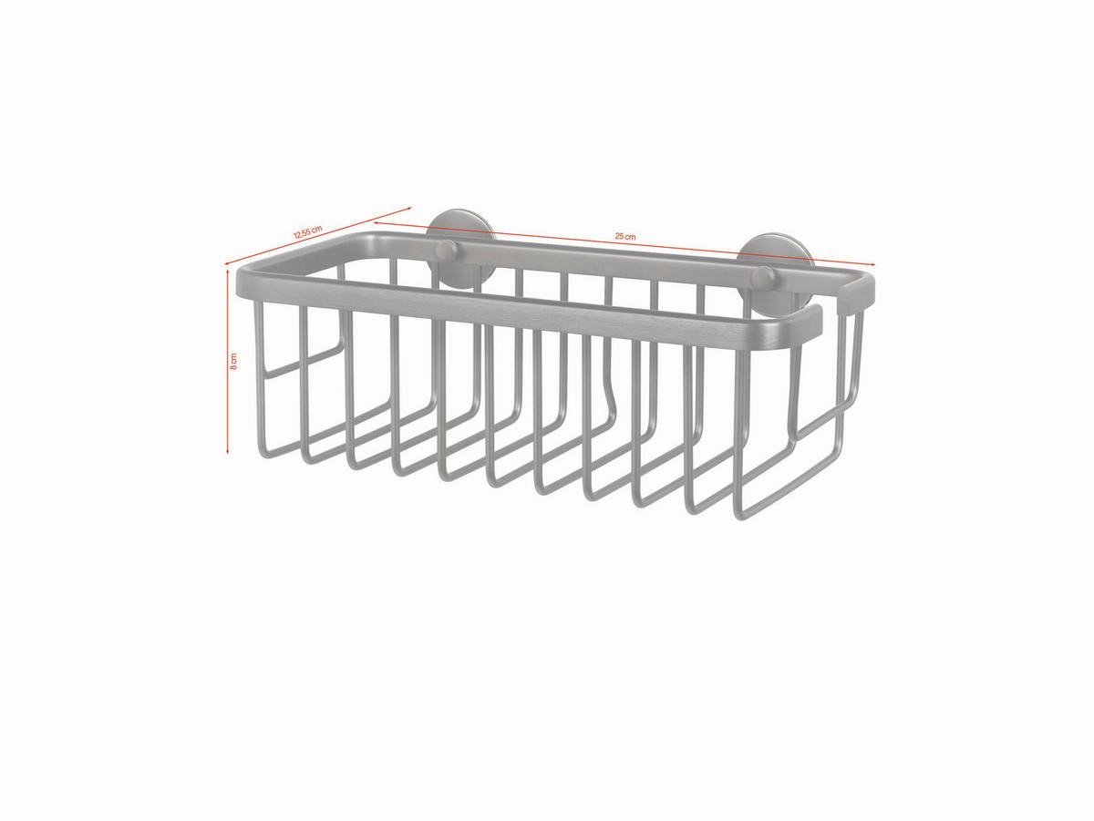 DUSCHKORB - Graphitfarben, Basics, Metall (25/8/12,5cm) - Tesa