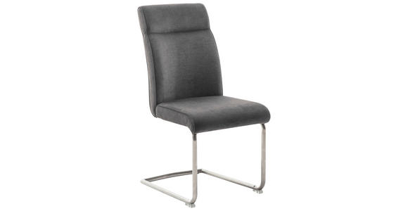 SCHWINGSTUHL in Edelstahl Flachgewebe - Edelstahlfarben/Anthrazit, Design, Textil/Metall (49/99/63cm) - Novel