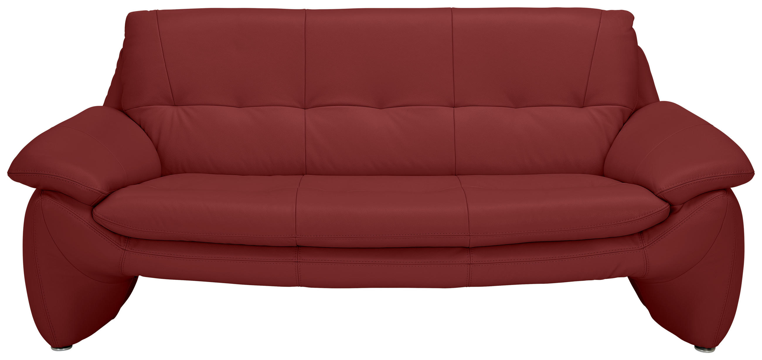 3-SITZER-SOFA Echtleder Rot  - Silberfarben/Rot, KONVENTIONELL, Leder/Metall (198/86/91cm) - Celina Home