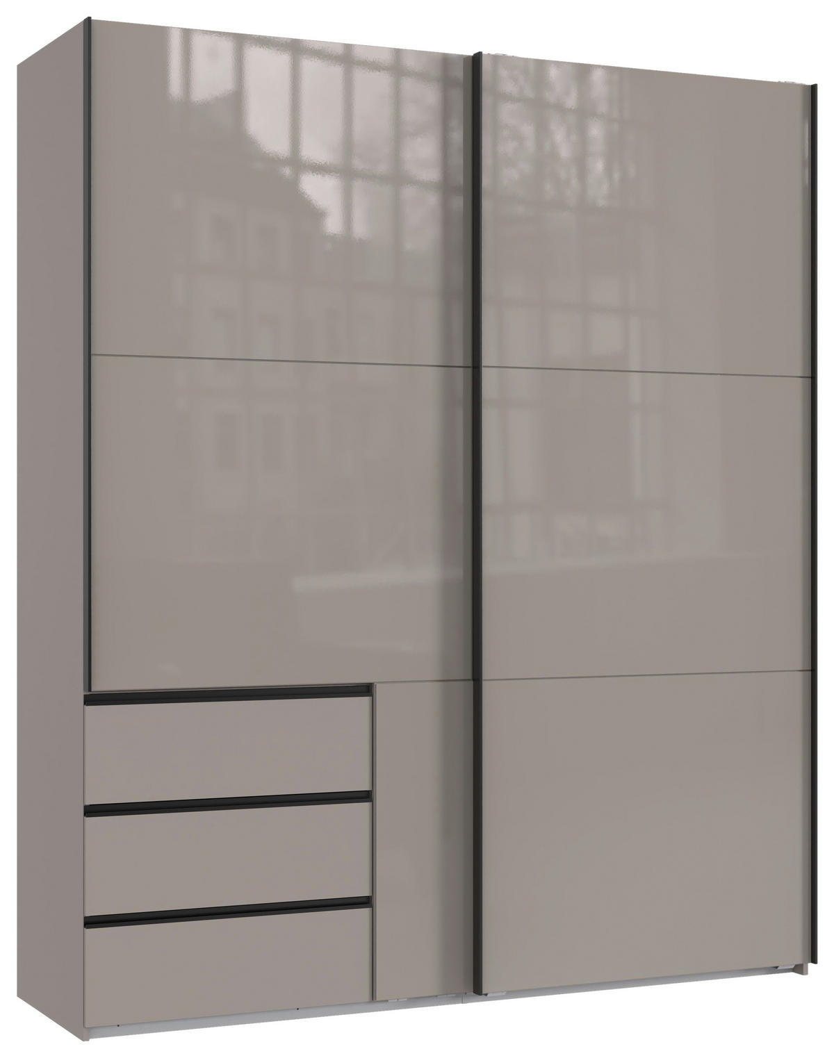 SCHWEBETÜRENSCHRANK in Sahara  - Schwarz/Sahara, Konventionell, Glas/Holzwerkstoff (200/236/65cm) - Hom`in