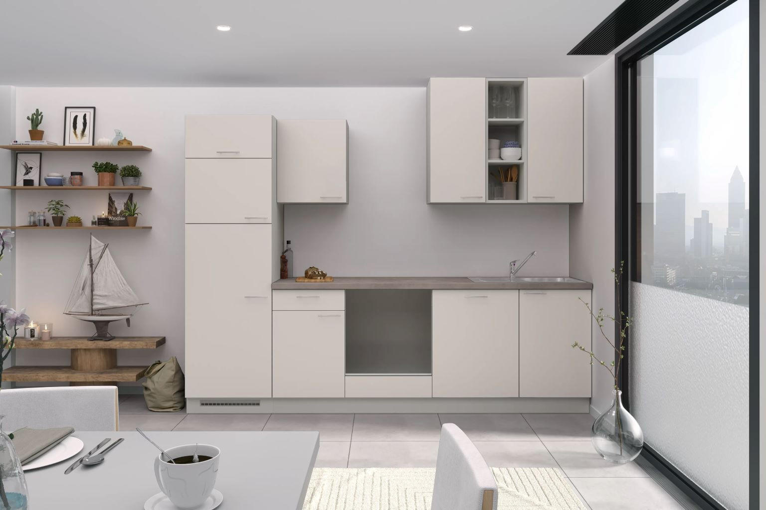 Küchenzeile Win ohne Geräte B: 280 cm Weiß