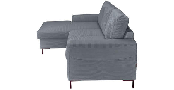 ECKSOFA Dunkelgrau Cord  - Dunkelgrau/Schwarz, KONVENTIONELL, Textil/Metall (150/240cm) - Carryhome