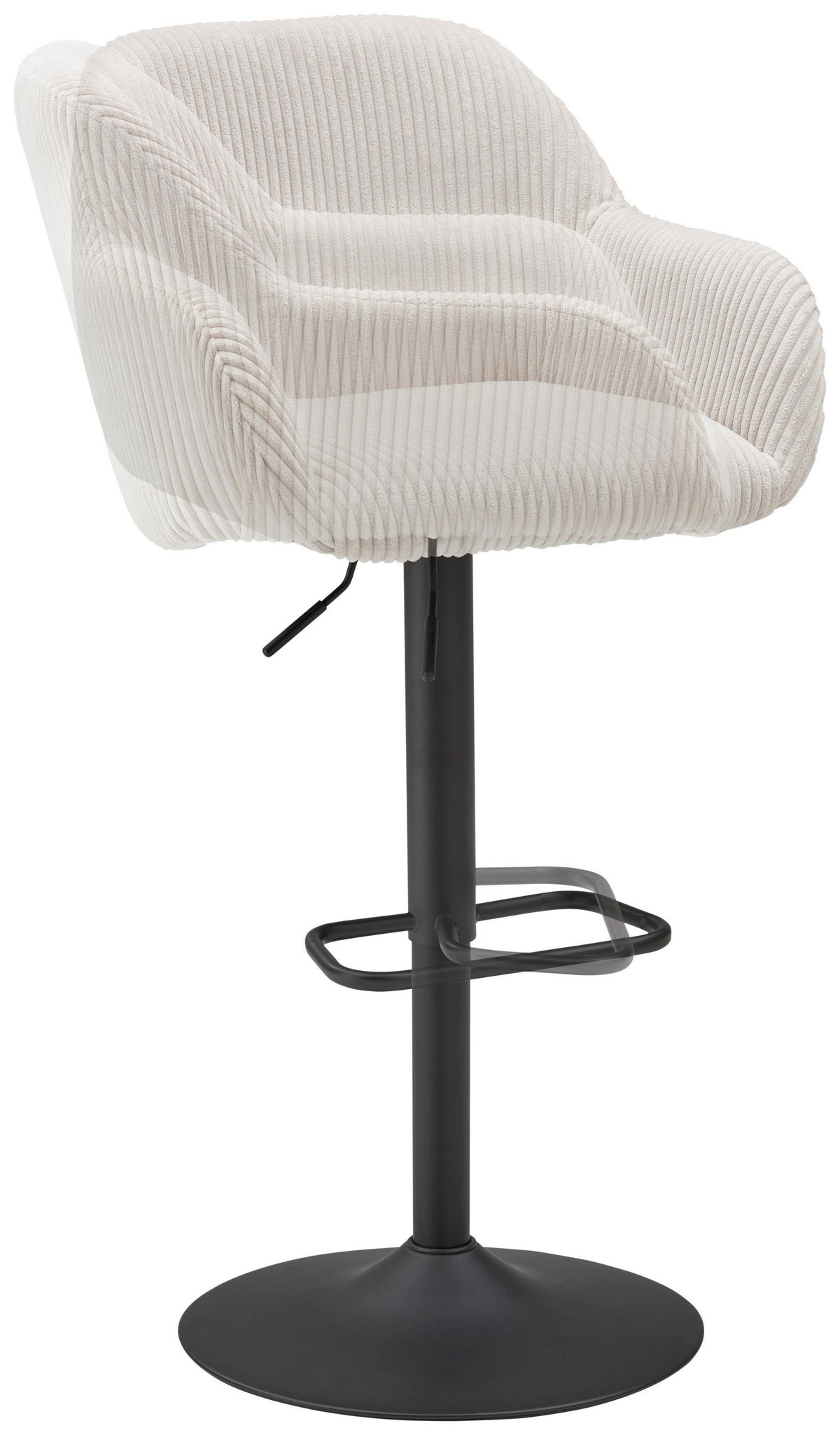 BARHOCKER Cord Schwarz, Beige Eisen inklusive Armlehnen  - Beige/Schwarz, LIFESTYLE, Textil/Metall (44/95-117/55cm) - Livetastic