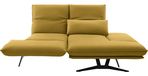 ECKSOFA in Echtleder Gelb 210/130 cm - Gelb/Schwarz, Design, Leder/Metall (210/130cm) - Dieter Knoll