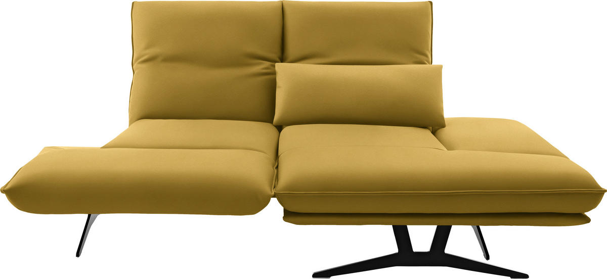 ECKSOFA in Echtleder Gelb  210/130 cm  - Gelb/Schwarz, Design, Leder/Metall (210/130cm) - Dieter Knoll
